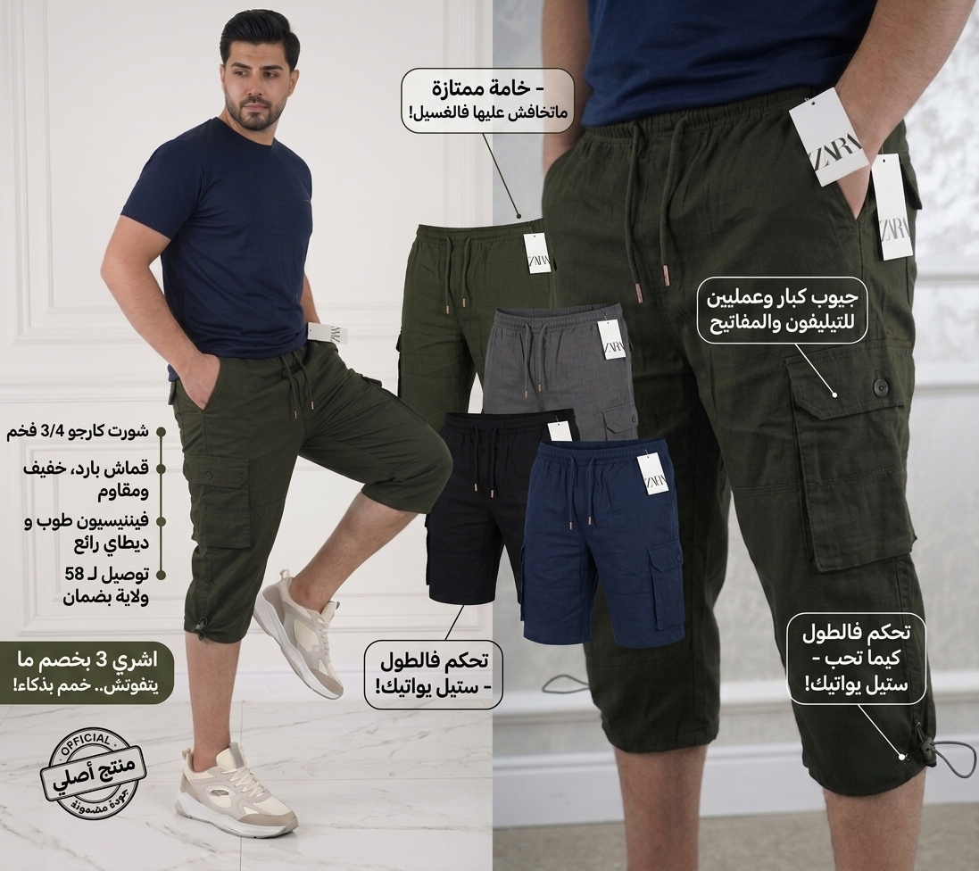 Pantacourt Élastique Multi Poche